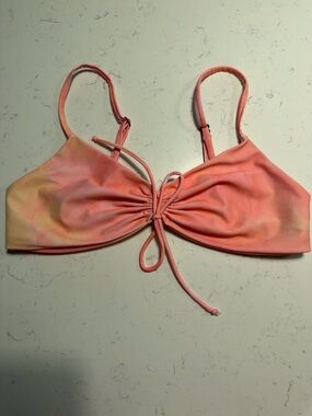 Blackbough Tie-Front Bikini Top in Coral and Peach Ombre